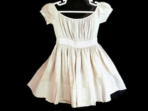 Vestido de algodón blanco y rojo a lunares con cordón cuello redondo para niñas de la era de la Guerra Civil - Imagen 1 de 13