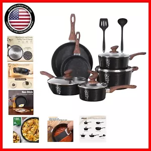 Elegant 12-Piece Nonstick Pots and Pans Set for Induction Cooking - Gift-Ready! - Picture 1 of 9