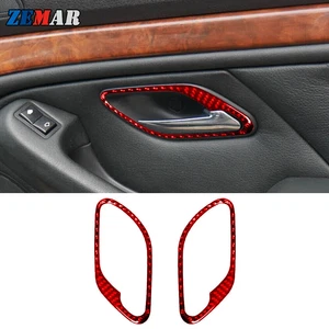 Red Carbon Fiber Front Door Handle Cover Frame For BMW 5 Series M5 E39 1998-2003 - Bild 1 von 16
