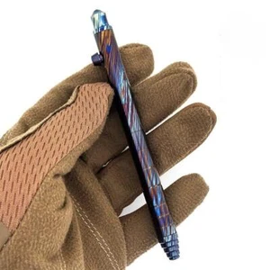 Bolígrafo Titanio Damasco Perno Acción Firma Escritura Bolígrafo EDC Exterior - Imagen 1 de 8