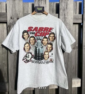 1998 Vintage Buffalo Sabres Tultex Shirt XPlosion NHL Sabre The Cup T-Shirt L - Picture 1 of 4