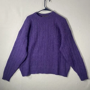 Vintage Strickpullover mit Rundhalsausschnitt aus reiner Schurwolle Lila Größe XL - Bild 1 von 8
