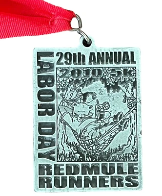 Día del Trabajo 2010 Red Mule Runners 29th Anual 5k Finisher Medal Brooksville FL Foto 1 de 4