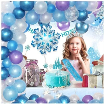 81pcs Garland Arch Kit/ Frozen Birthday Party Foil Balloons Snowflake Wonderland - Image 1 of 4