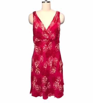 VTG 90’s Y2K Ann Taylor Silk Floral Dress Chiffon Pink Cottagecore Fairy Sz 14 - Image 1 of 4