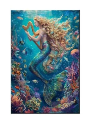 Cuadro impreso en lienzo de sirena de fantasía decoración de pared para el hogar Foto 1 de 4