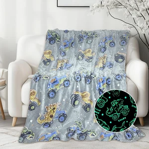 Dinosaur Glow in the Dark Blanket Boys Dino Toys Kids Shark Truck Toy for Teens - Picture 1 of 12