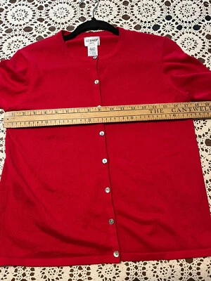 Suéter Cárdigan Liz Baker Petite Pequeño Básico Cuello Redondo Manga Larga Tejido Rojo Nuevo en Caja Foto 1 de 4