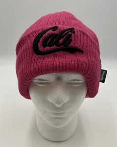 Womens 3M Thinsulate Insulated Cuffed 40 Gram Knit Beanie Pink Cali Embroidered - Picture 1 of 8