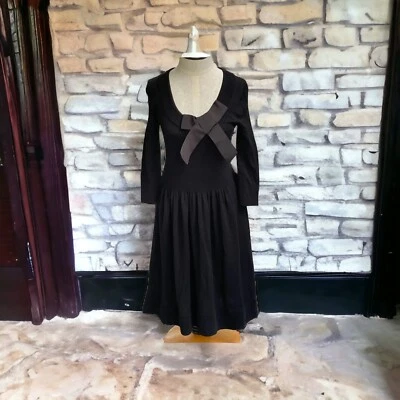 Vestido Suéter Kate Spade New York Mujer Lana Tejido Negro Charlie con Lazo de Cinta Foto 1 de 4