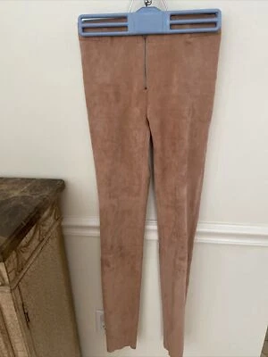 Alice + Olivia Gamuza Leggings Pantalón Rosa Elastizado Frontal Cremallera Pierna Ajustada Talla 0 Nuevo Foto 1 de 4