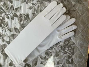 Damen weiße elegante Einheitsgröße Stretch Handschuhe 11" ab Fingerspitze / 5" ab Daumen - Bild 1 von 1
