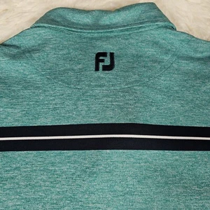 FootJoy FJ Herren Pika Strick Golf Poloshirt grün blau Brustband Größe Large  - Bild 1 von 14