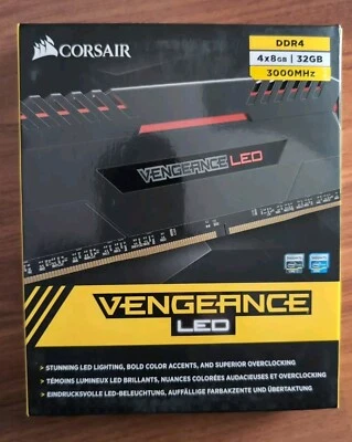 Corsair Vengeance LED 32GB (4x8GB) DDR4 3000MHz RAM, C15 - Red LED Memory kit - Image 1 of 2