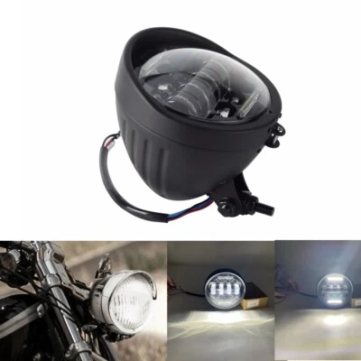 Faro retro LED 5,75" E9 para motocicleta Harley Old School Café Racer Chopper Foto 1 de 4