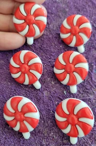 +Christmas Lollipop Pepermint Candy Thumb Tacks Push Pins - 6pc Set - Unique! - Picture 1 of 4
