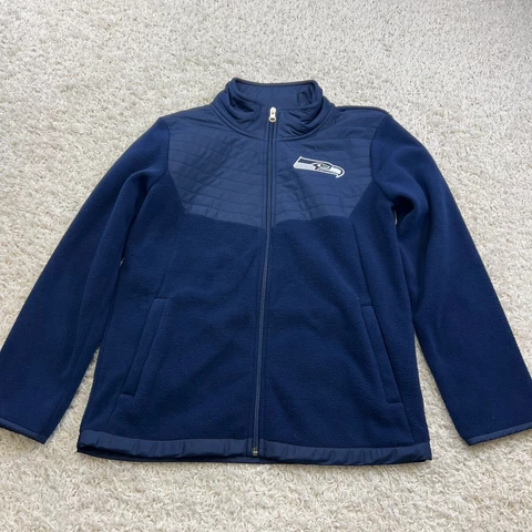 Seattle Seahawks Full Zip Fleece Jacket Youth Medium (10/12) Blue NFL Team Cover