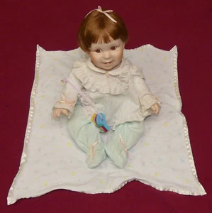Porcelain Baby Doll with Toy Keys and Blanket - Taiwan - 10" Height Sitting - Picture 1 of 4