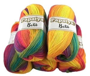 Rainbow wool pack 5 x 100g Papatya Batik Yarn wool crochet DK acrylic Shade 37 - Picture 1 of 1