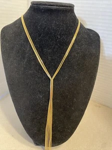 Collana Tubo e Nappa Vintage Oro Tono 3 Catene, Dichiarazione - Foto 1 di 8