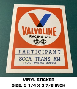 VALVOLINE RACING OIL DECAL STICKER - PARTICIPANT SCCA TRANS AM TROIS RIVIERES - Picture 1 of 2