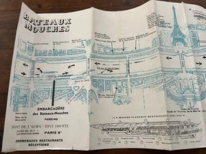 Folleto mapa de viaje vintage Bateaux Mouches paseos restaurantes recepciones - Imagen 1 de 14