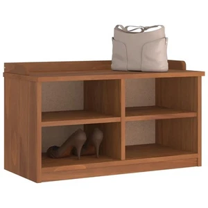 Acacia Finish Solid Pinewood Hallway Bench 87x40x50 cm with Storage Compartments - Picture 1 of 5