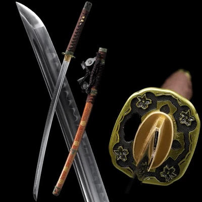 Japanese Samurai Katana Tachi Sword Full Tang T10 Steel Clay Tempered Real Hamon - Image 1 of 4