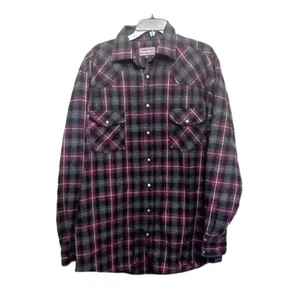 Falcon Bay Collared Shirt Snap Button Plaid Pattern Chest Pockets Multicolor L - Picture 1 of 9