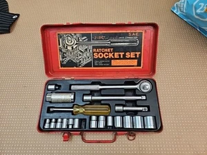 Vintage 70s 21 Piece Ratchet Socket Set Metric and Inch Japan- - Picture 1 of 14