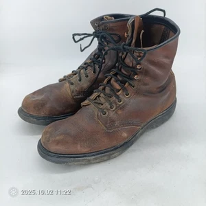 Stivali da lavoro vintage Red Wing in pelle marrone stringati made in USA taglia 9 B s8 - Foto 1 di 13