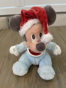 Disney Parks 8" Mickey Mouse Baby's First Christmas Santa Plush - Picture 1 of 3