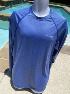 Columbia Performance Fishing PFG Medium Long Sleeve Logo Blue M - Picture 1 of 5