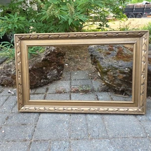 Vintage Wood Picture Frame Hand Carved Details Art Size 26 X 14 Frame 32 X 20 - Picture 1 of 12