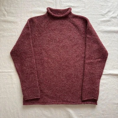 J.Crew Heather Wool Roll Neck Sweater L 90s Burgundy Brown Rare Warm - Image 1 of 4