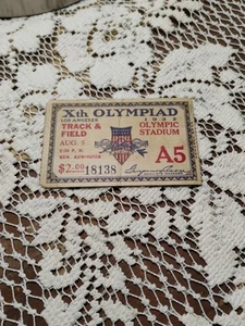 Biglietto Ingresso Generale Pista E Campo Stadio Olimpiadi 1932 5 Agosto - Foto 1 di 3