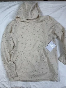 NEW Athleta Girl Cream Brush Dot Retroactive Over Sized Hoodie Size XXL A030425 - Picture 1 of 6