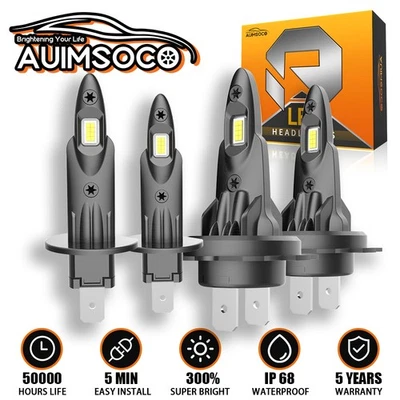 For Kia Sorento 2003-2006 4pcs H1 + H7 LED Headlight High Low Beam Bulbs 6000K - Image 1 of 4