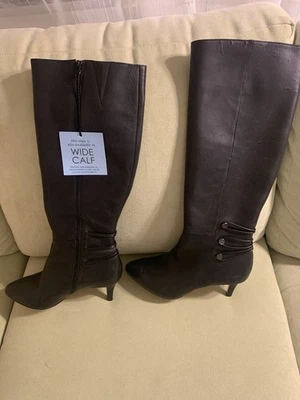 Antonio Melani Botas de Cuero Tacón Alto Mujer 8.5 Negro Punta Mob Esposa Gótico Foto 1 de 4