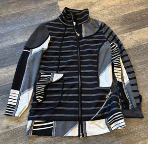 Joseph Ribkoff Womens Jacket Abstract Black White Gray Size 12 - Foto 1 di 7