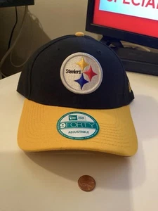NFL 9forty NewEra BallCap Pittsburgh Steelers Blackstrap Black Adjustable NOS - Picture 1 of 4