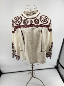 Blusa Camisa MiH Jeans Edelson Bordada Campesina Boho Para Mujer Talla Pequeña - Imagen 1 de 11