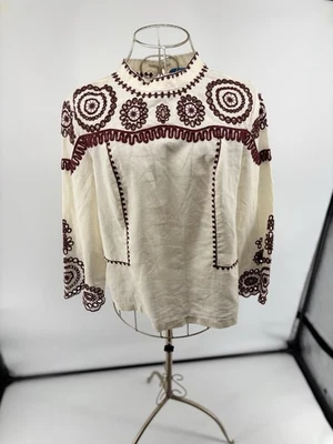 Blusa Camisa MiH Jeans Edelson Bordada Campesina Boho Para Mujer Talla Pequeña Foto 1 de 4