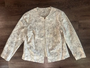 Laura Ashley Small Lux Natural Silk Linen Fly-Away Floral Art-to-Wear Jacket - Picture 1 of 5
