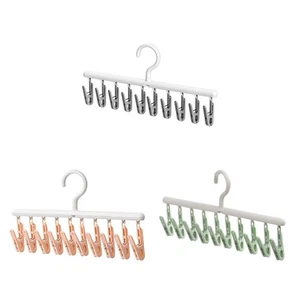 Socks Drying Rack with 10 Clips Travel Clothes Hanger for Bras Hats Towels - Picture 1 of 20
