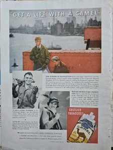 1935 Camel Zigaretten Towers Manhattan Steel Worker Wintersport Vintage Werbung  - Bild 1 von 1