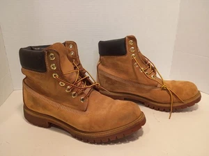 Gold Tims TIMBERLAND Men's Sz 9M 6" Nubuck Leather Boots 10061 *Excellent* - Picture 1 of 12