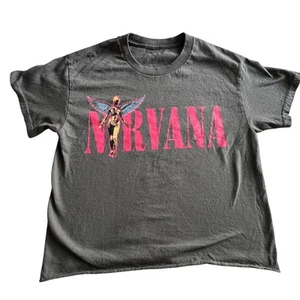Nirvana Graphic T Shirt Small Angel Band Tee Grunge Rock Music Top Cropped Rock - Picture 1 of 5