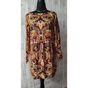 J. Jill Woman Size XS Multicolor Tunic Top Shirt Dress Slits Paisley Long Sleeve - Picture 1 of 12