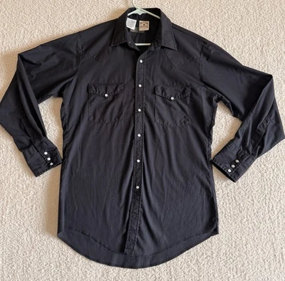 Western Frontier Men's Black Cowboy Shirt With Pearl Snaps Size Medium - Image 1 of 4